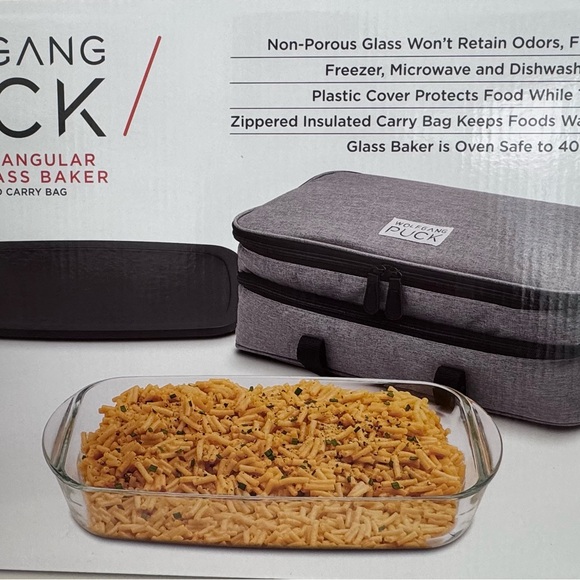 ***NEW Wolfgang Puck 3.6 qt Rectangular Glass Baker & 9” Glass Pie Baking Dish - Picture 2 of 6